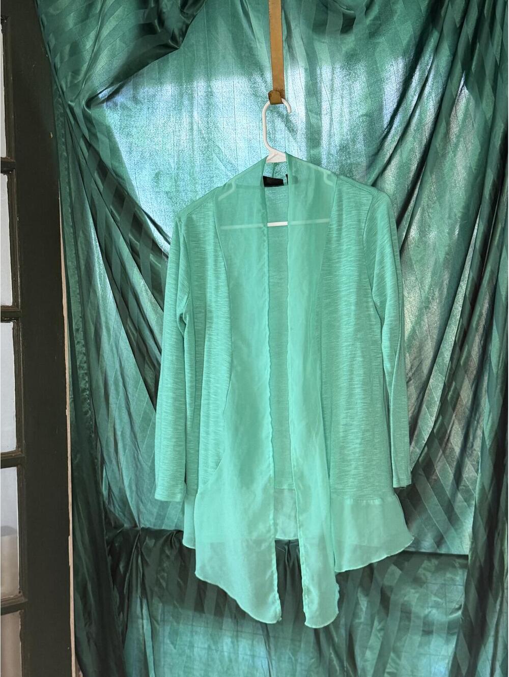 Metaphor Lightweight Open Front Cardigan - Mint Green, Size